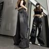 JQBFL Distressed Denim Loose Wide Leg Washed Fashionable Long Distressed Street Perfect for Commuting and School Women's Pants, Fit, Pants, Jeans,