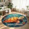 Ocean Sea (135) Theme Round Crystal Velvet Rug Custom Name Text Personalized Floor Mat Home Decor Non Slip Crystal Carpet