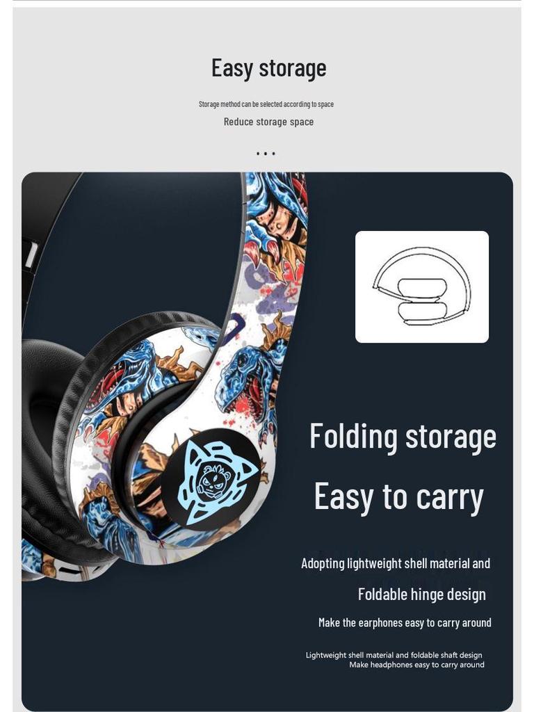 Bluetooth Over-ear Graffiti Headphones - Luminous Wireless Sports Headset for Mobile Devices