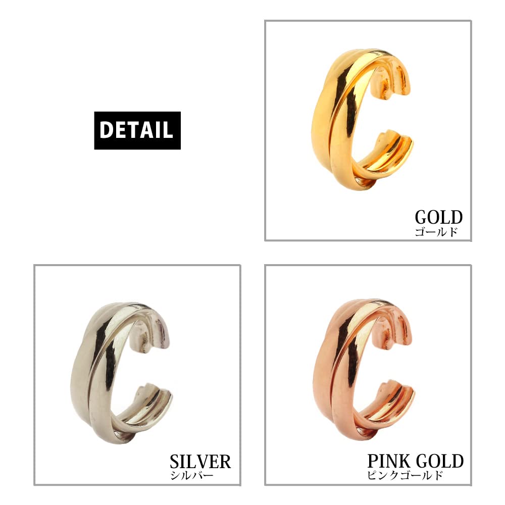 Large ear cuff for made in hypoallergenic [Melody Accessories] women, Japan, (EC-89) (Silver color)