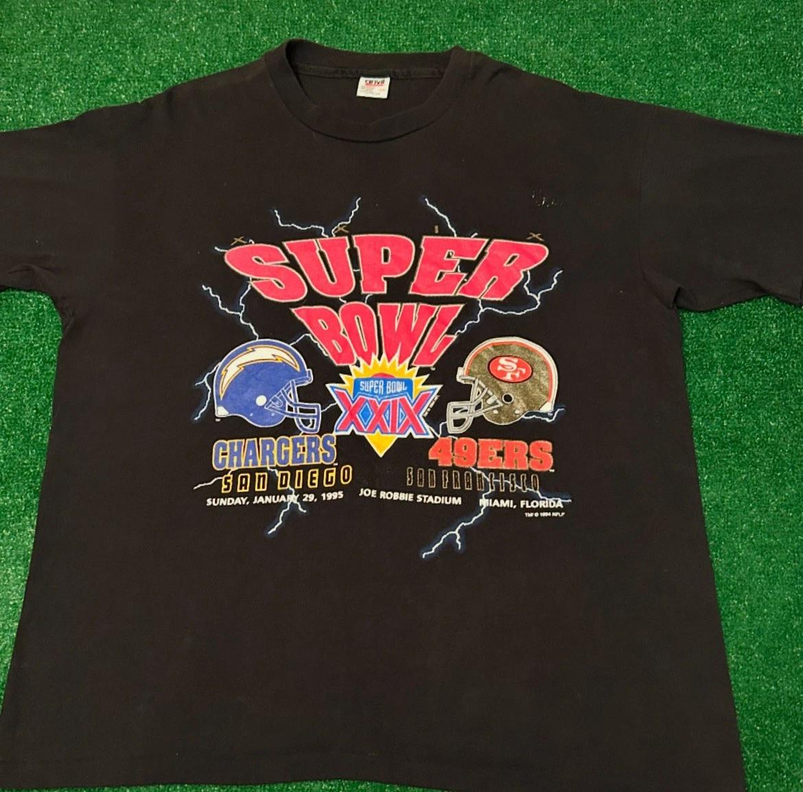 Vintage 90s NFL Super Bowl Chargers 49ers 1995 Lightning VTG Shirt Mens Size XXL S