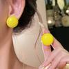Super fairy yellow mesh earrings women's vacation style chiffon sweet stud earrings atmosphere seaside high-end color earrings