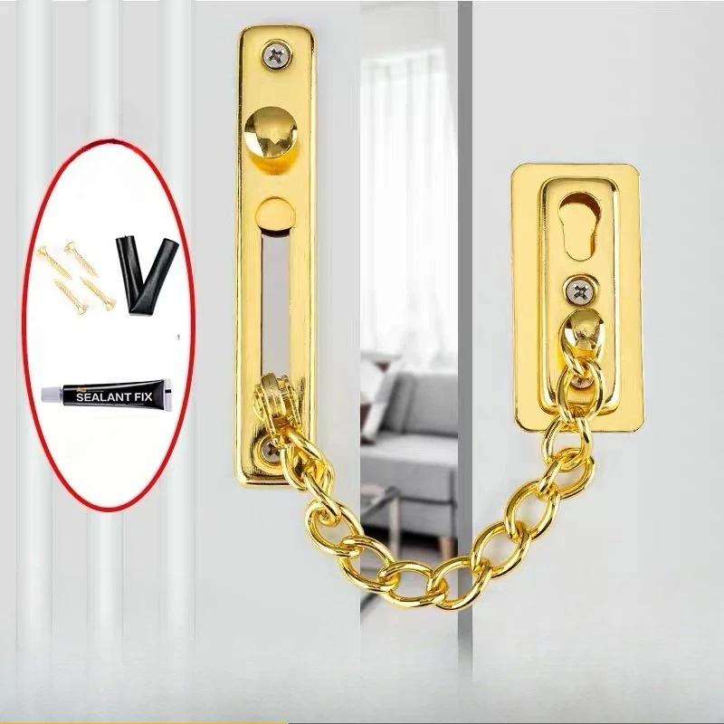 Stainless Steel Anti-Lock Door Chain Anti-theft Chain Security Protection Home Door Lock Apartment Hotel Screw Guard Accessorie