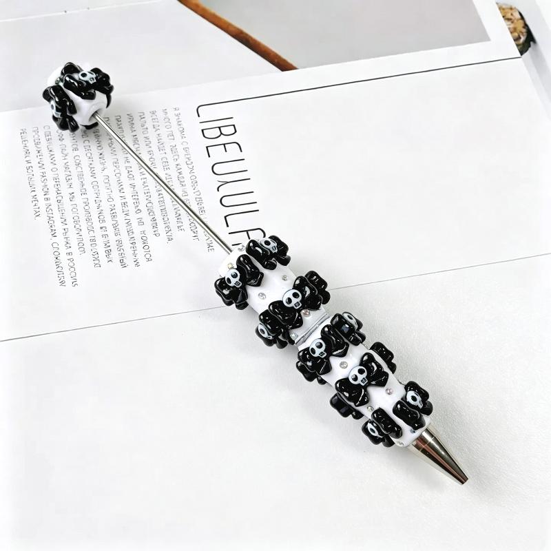 Halloween Pumpkin Bead Diy Crafting Pens Making Kit Ballpoint Pen Beaded Rhinestone Pen For Students School Office