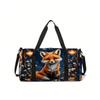 Fox Pattern 2D Flat Cartoon School Travel Bag Large Capacity Zipper Luggage Bag Best Gift for Boys Girls Fashion Style