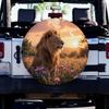 Lion Sunset Field Spare Tire Cover Durable Polyester Wheel Protector For Cars Trucks Suv