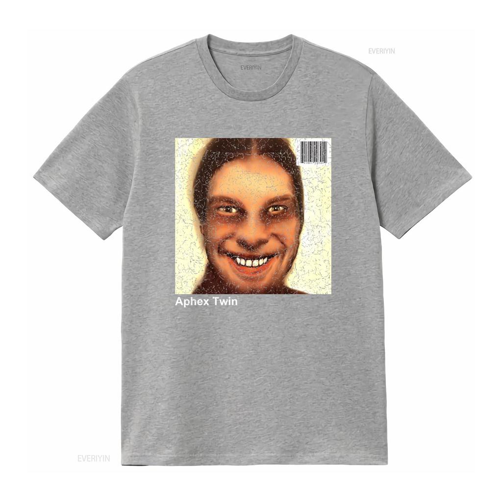 Retro Aphex Twin 1990er Album Cover T-Shirt Vintage Stil Druck für Musikliebhaber Vintage Gewaschenes Oberteil für den Alltag Mann