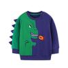 Autumn Boys' European Style Dinosaur Patch Hoodie - Round Neck Sportswear
