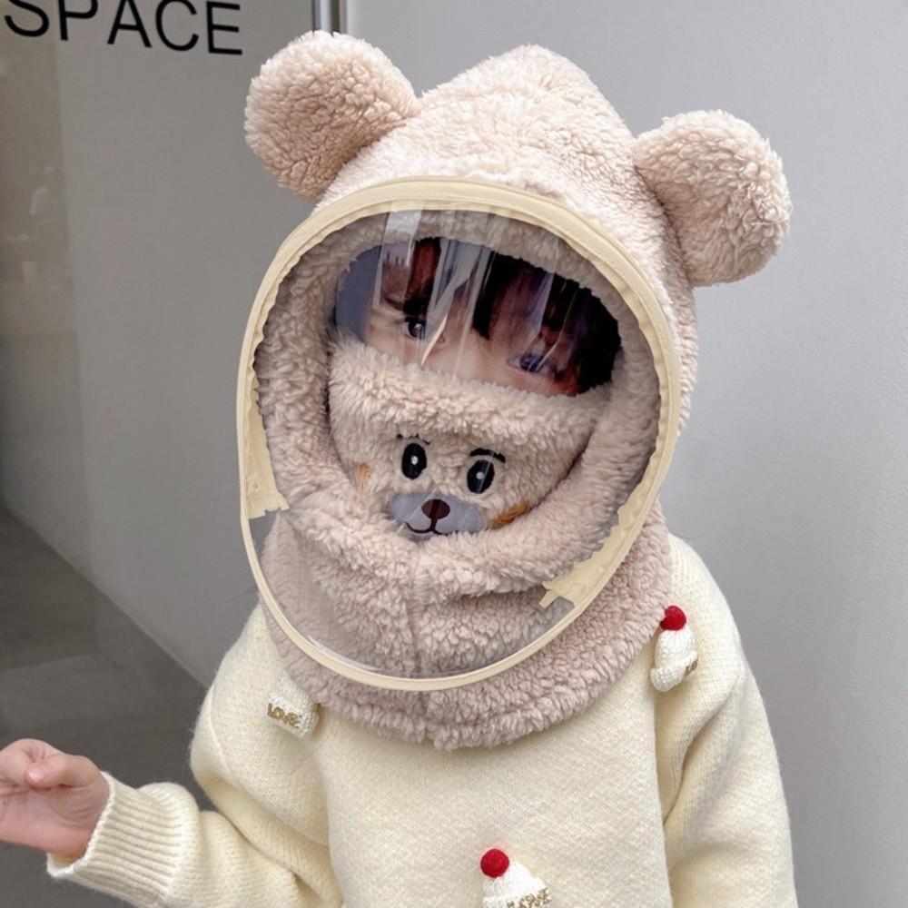 Plush Integrated Hat Mask Thickened Windproof Mask Cap Winter Warm Full Face Mask Hat for Kids
