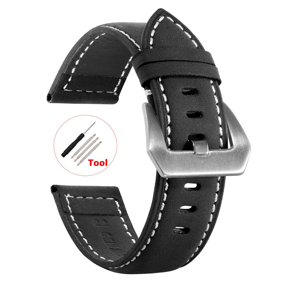 Correa de reloj 18mm 20mm 22mm 24mm Piel de vaca vintage Cuero genuino Correa de reloj para Huawei Watch Gt2/3 Correa retro Hombres Mujeres Pulseras de repuesto