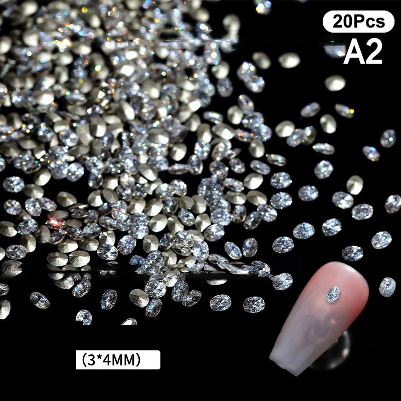 20Pcs Mini Nail Rhinestones Sharp Bottom 3D Flash Horse Eye Nail Art Crystal Gems Dazzling Manicure Nail Art Decoration