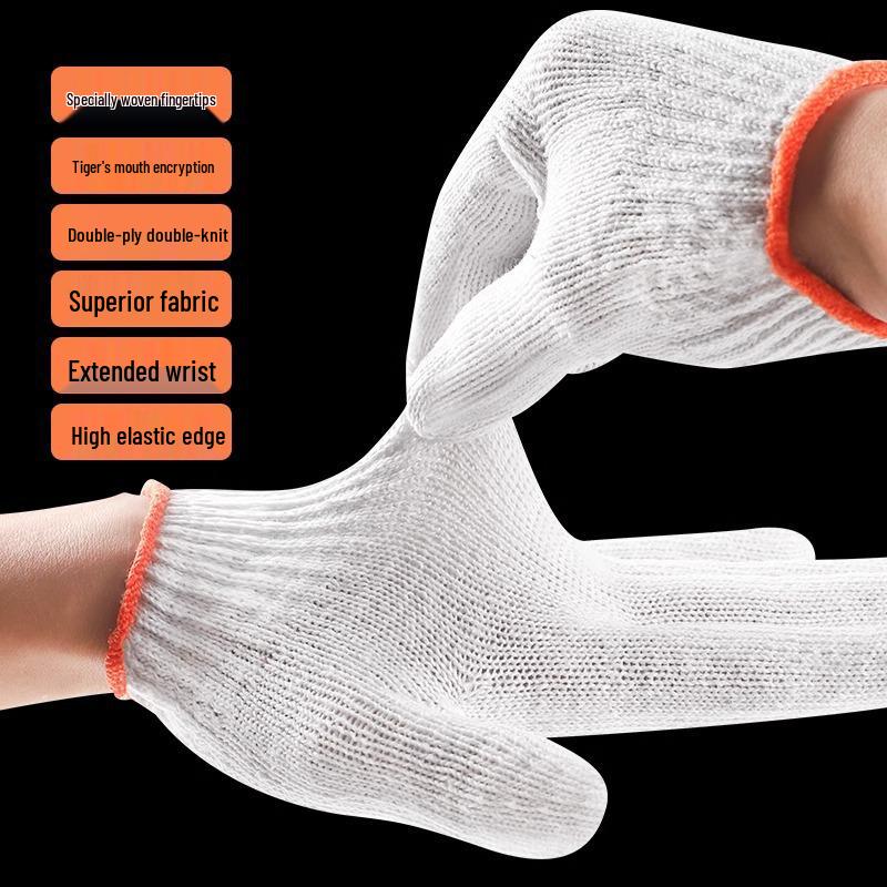 10 Pairs Anti-Slip Nylon & Cotton Gloves for Construction & Bricklaying - Wear-Resistant Labor Protection with Free Shipping