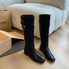 Boots Women's 2025 Autumn New Versatile Explosive Retro Belt Buckle But Knee Boots Women's Round Head High Boots