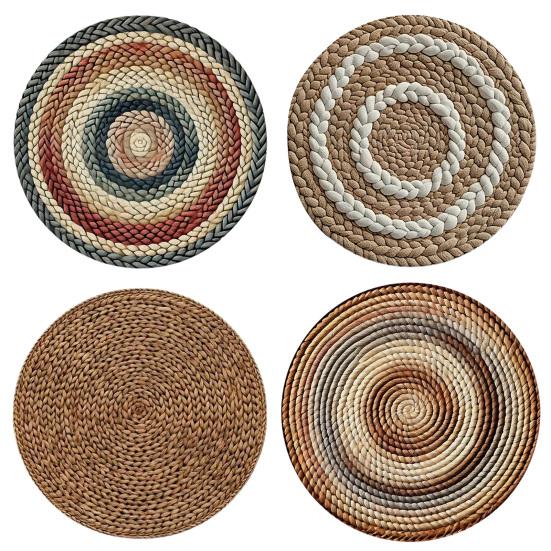 Podložka pod talíř Zesílený Kruhový Design Bohatý Styl Podložka pod talíř Tepelná izolace Olejuvzdorná Stolní podložka Zesílený šev Podložka pod talíř Dekorace jídelny