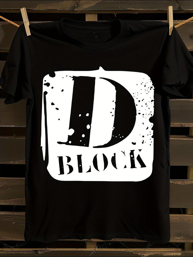 DBLOCK Graphic T-Shirt Mens Tshirt Womens Tshirts with Letters Print Short Sleeves T-Shirt Casual Street Tee Shirt Top