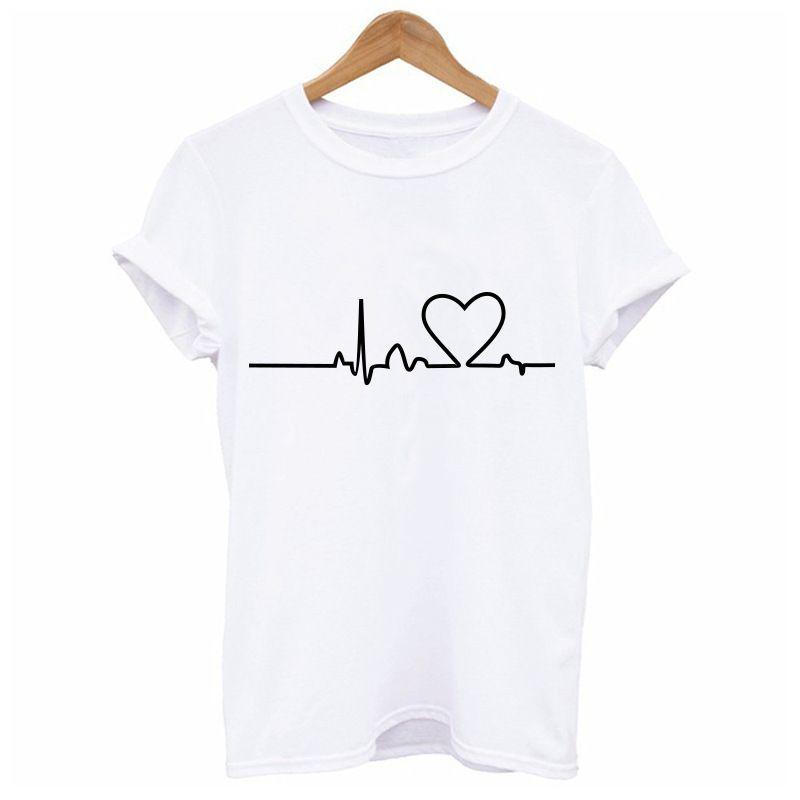 

Shirt T Tee Heart Printed Blouse Tshirt Women Ladies Casual Short Sleeve Tops XL