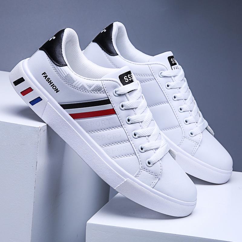 Men's Spring Casual Skate Shoes, Breathable White Low-Tops in Trendy Extra Large Sizes