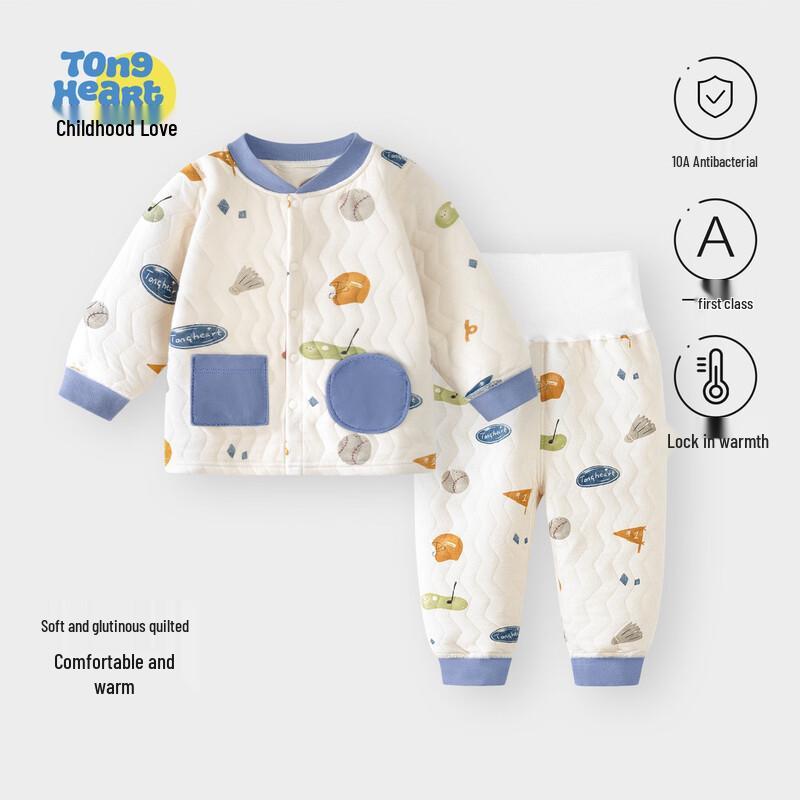 Теплый хлопковый термобельевой комплект для младенцев 90