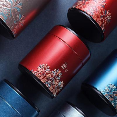 Portable Tinplate Tea Tin Large Capacity Round Tea Jar Moisture-proof Coffee Bean Storage Box for Home&Travel