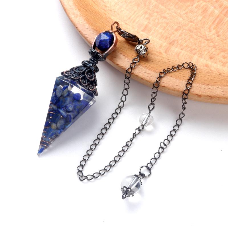 Natural Stone Spirit Pendulum Pendant Latticed Chain Energy Luck Mysterious Reiki Resin For Jewelry Making Accessories Necklaces
