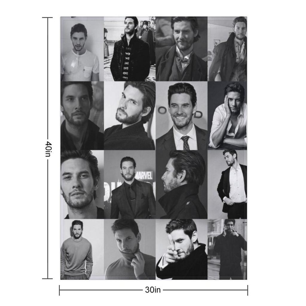 Ben Barnes Collage Throw Blanket Flannel Fabric Luxury Throw Custom Summer Blankets