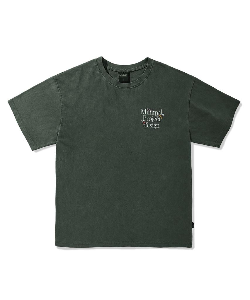 MINIMALPROJECT Helvetica Pigment Short Sleeve T-Shirt Mst165 [Bluegreen]