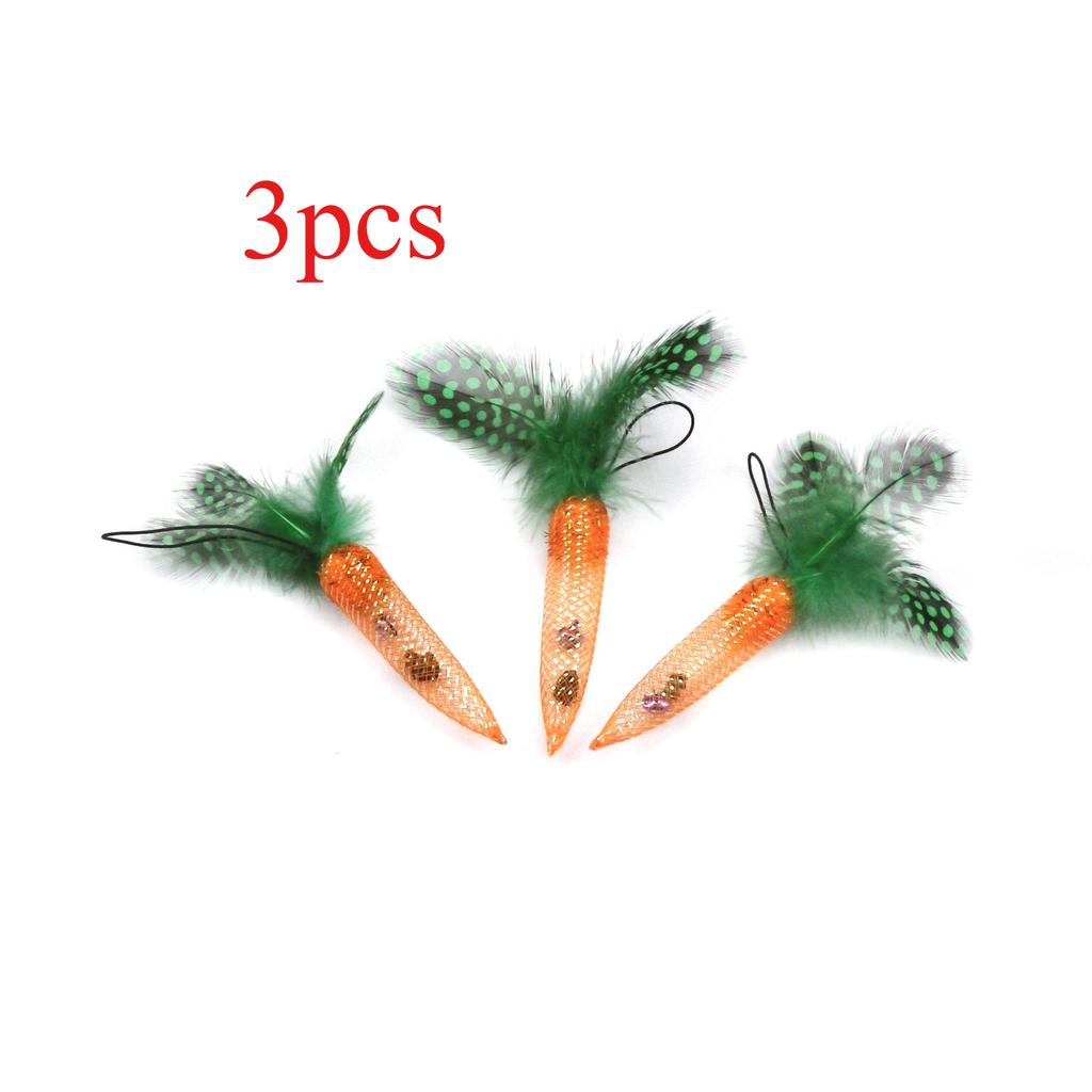 2pcs/3pcs Carrot Feather Cat Toy Interactive Pet Toys For Kitten Replacement Head