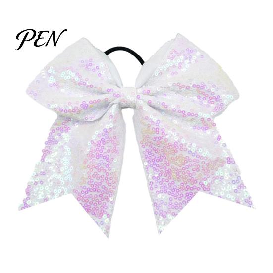 Hair Accessories for Cheer Sequins Bows, Elastic Tie, Large Cheerleading Sequin Bows Band Ponytail Holder, Glitter Scrunchies Women Girls Teens