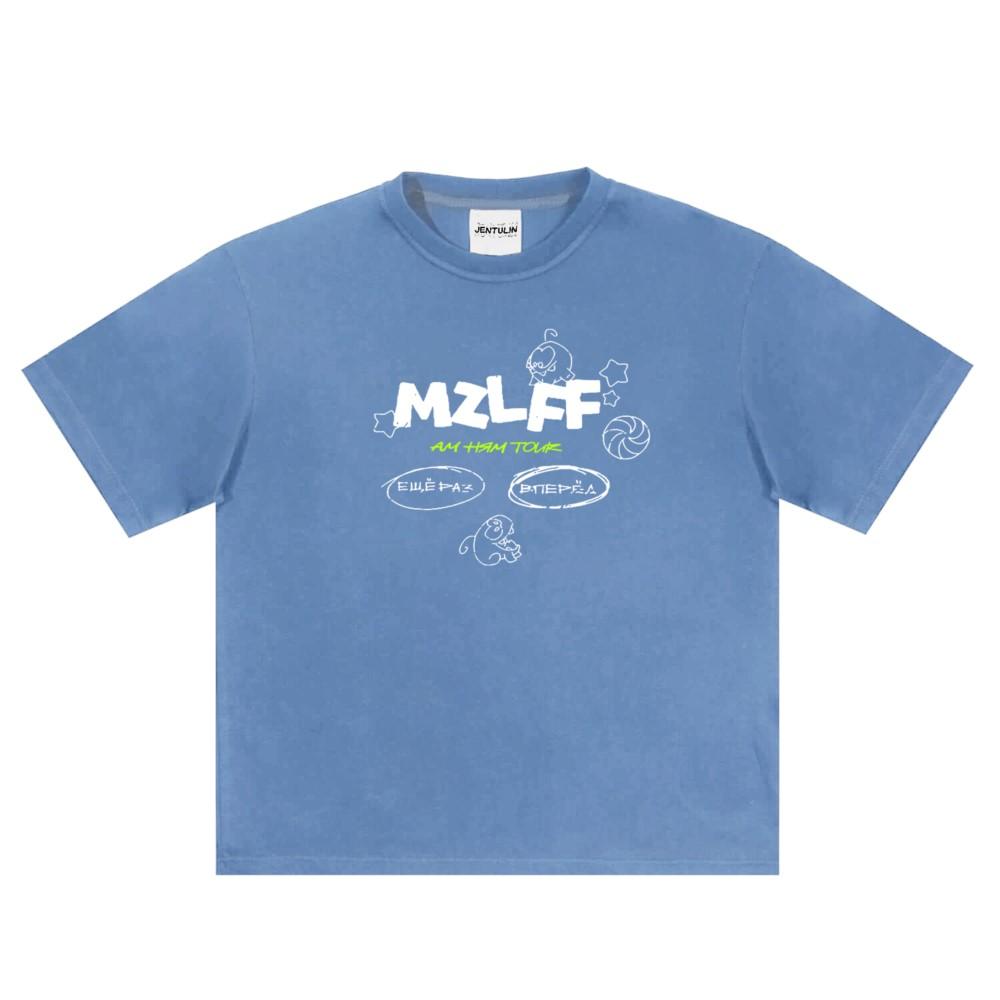 Oversized Mens Clothing Streetwear Cartoon MZLFF Print Harajuku Hip Hop Korean Short Sleeve Y2k Tops Tees Cotton Graphic Tshirt