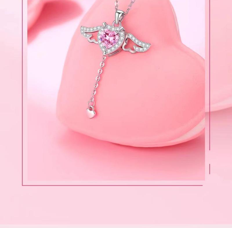 Cupid's Heart S925 Sterling Silver Necklace – Elegant Angel Pendant for Women, Ideal Gift for Girlfriend