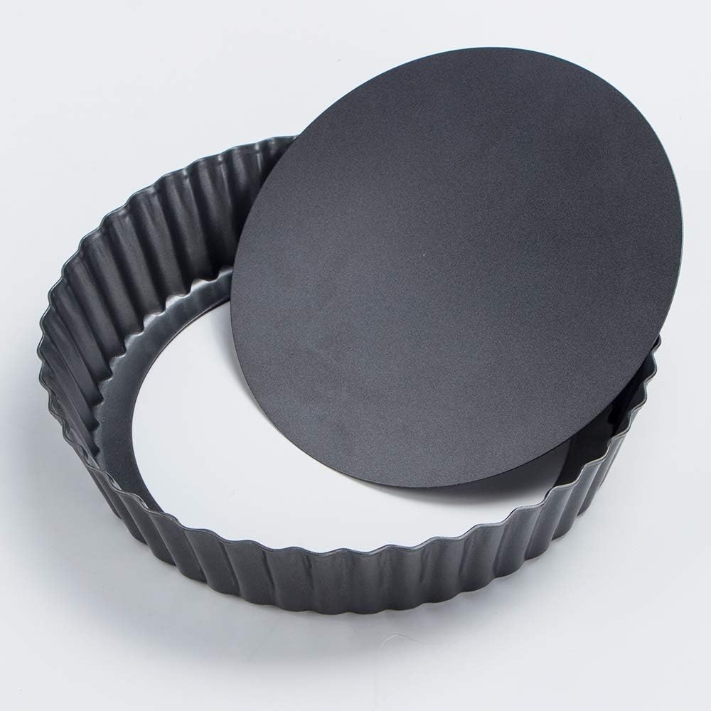 Webake 9.5 Inch Tart Pan Heavy Duty Quiche Pan Removable Bottom Nonstick Deep Baking Dish Pie Plate Pie Mold