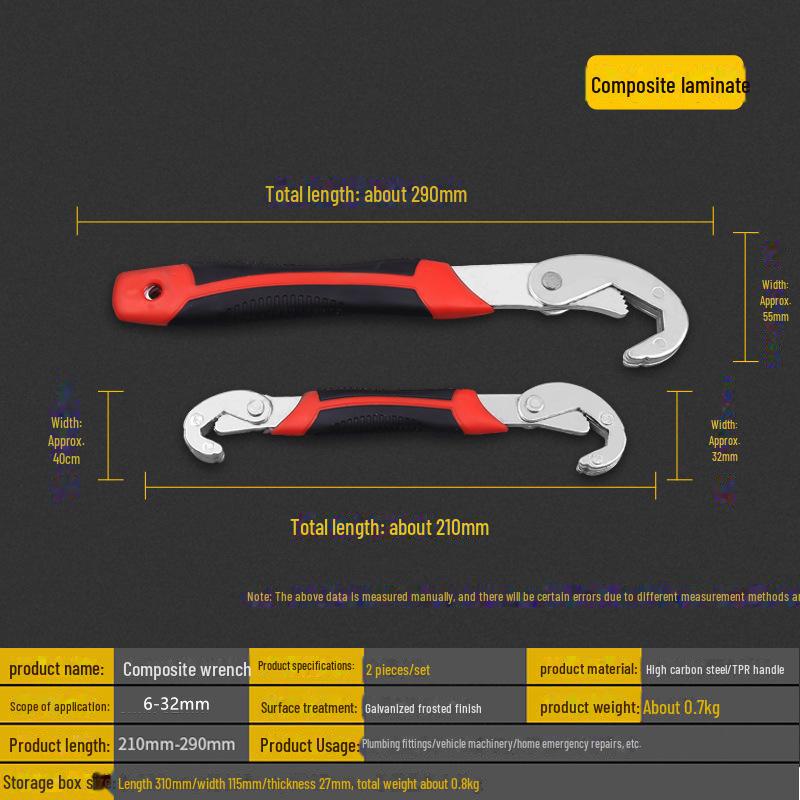 Universal Adjustable Wrench Set 6-32mm - Quick Lock Pipe Clamp Wrench
