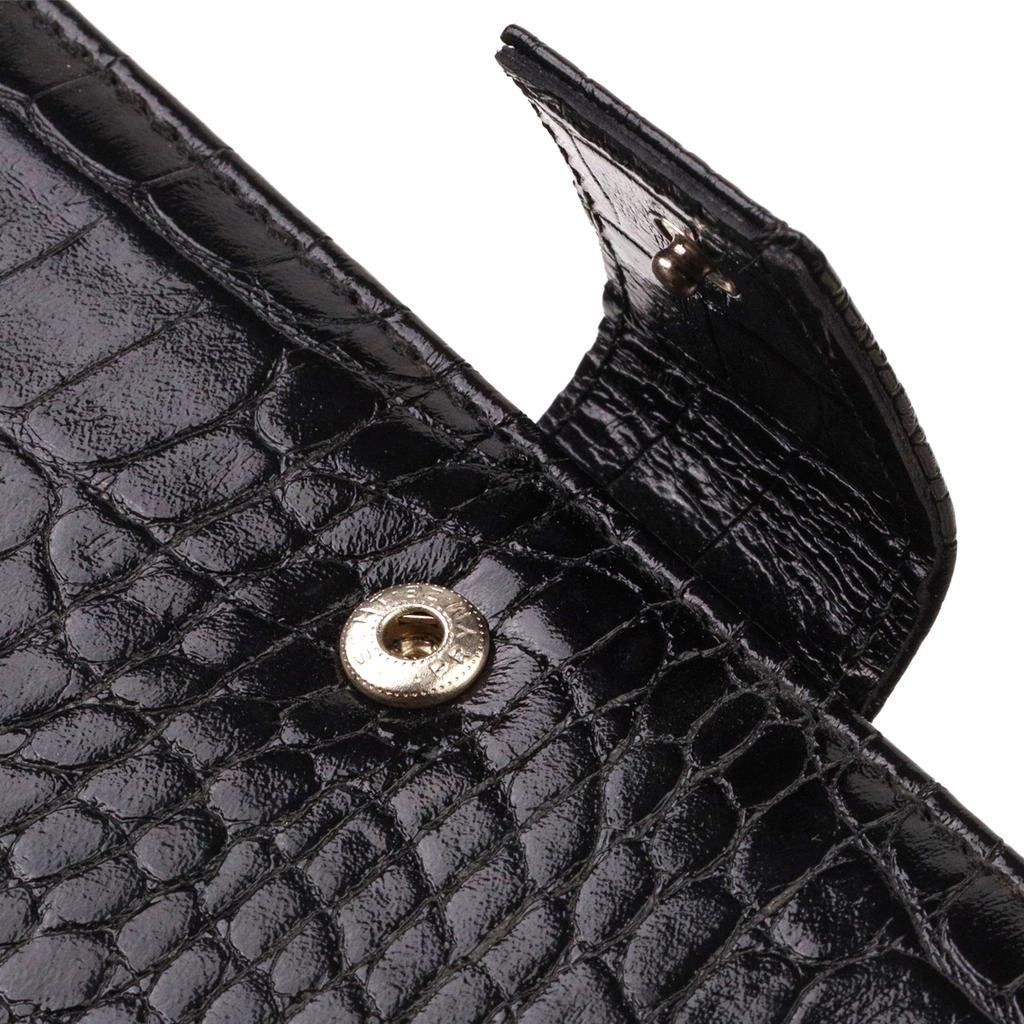 Slim Wallet for Men Made of Genuine Leather with Crocodile Embossing CANPELLINI 21914 Black