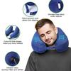 Massage Feature Inflatable Neck Pillow Soft Velour Cover Neck Support Pillow  Outdoor Travel