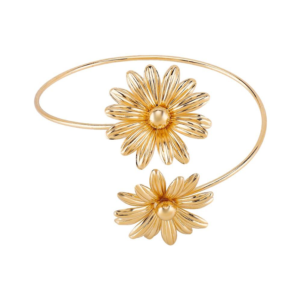 Butterfly Opening Cuff Bracelets Leaf Circle Upper Arm Bracelet Flower Armband Arm Chain  Party