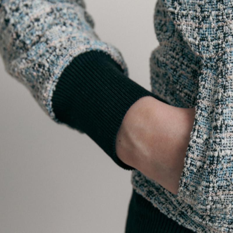 Maxza Glitter Boucle Tweed Blouson Jumper Zc04qj601on