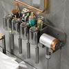 Wall-Mounted Hair Dryer & Toothbrush Holder with Cups