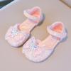 Girls Princess Shoes Mesh Lace Bow Kids Half Sandals Beauty Crystal Fairy Style 2025 New Girls Dance Shoes for Party Wedding