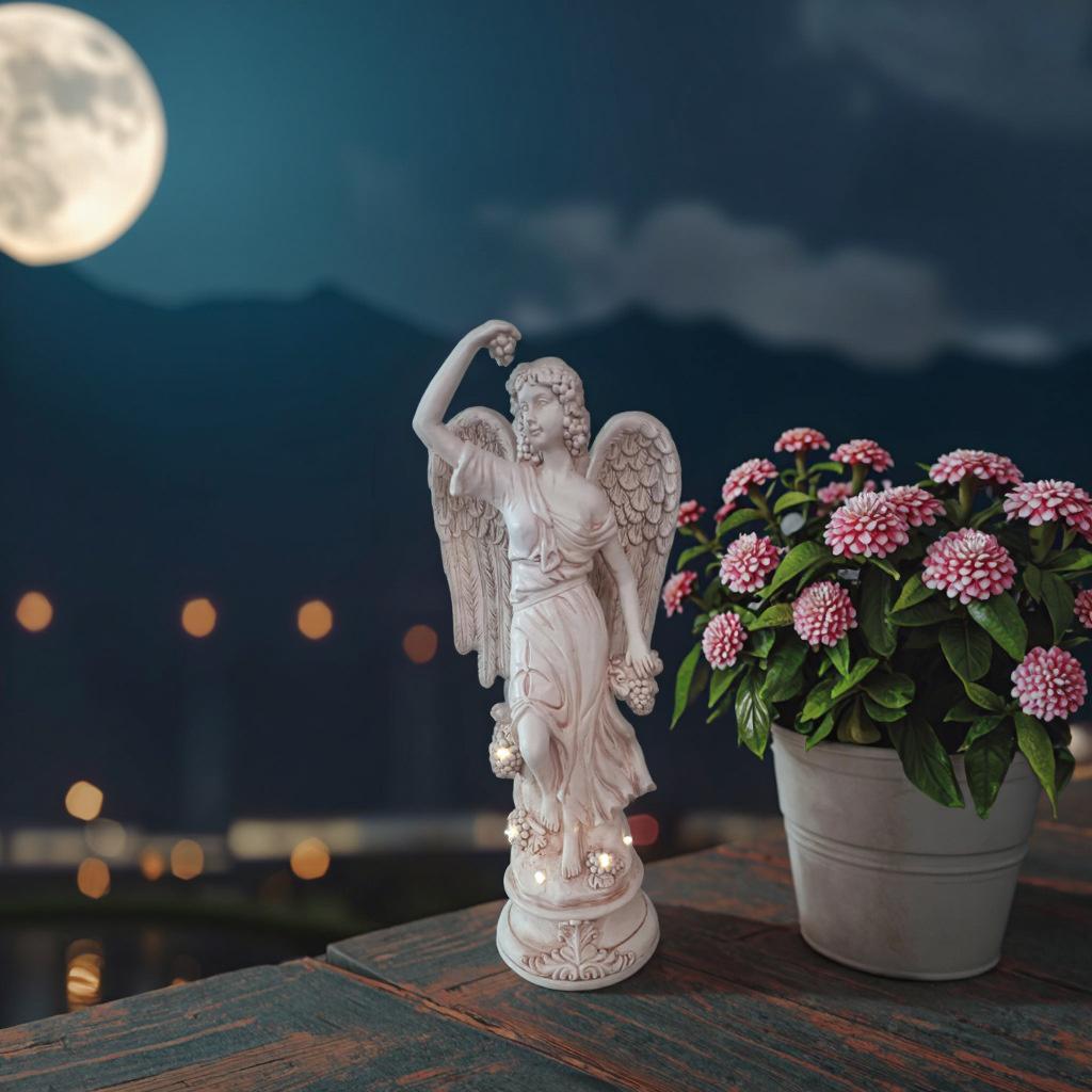 Four Seasons Angel Outdoor Statues With Solar Light Resin Sculpture Ornament Garden Courtyard Decoration Lawn Lights