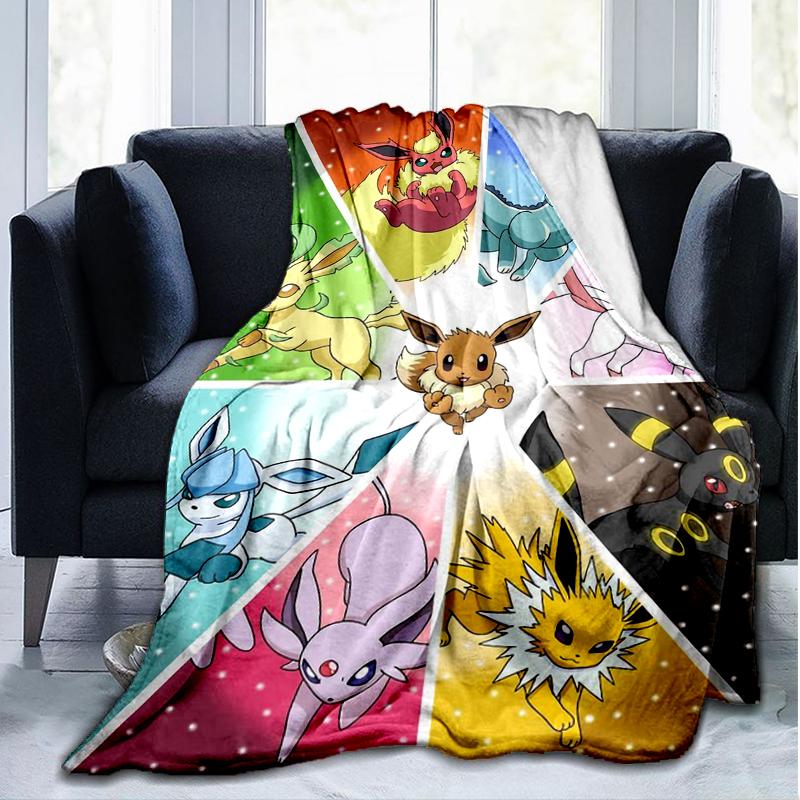 Eeveelutions Print Flannel Blanket, Soft Warm Lightweight Throw Blanket for Living Room,Sofa Bed Camping Office