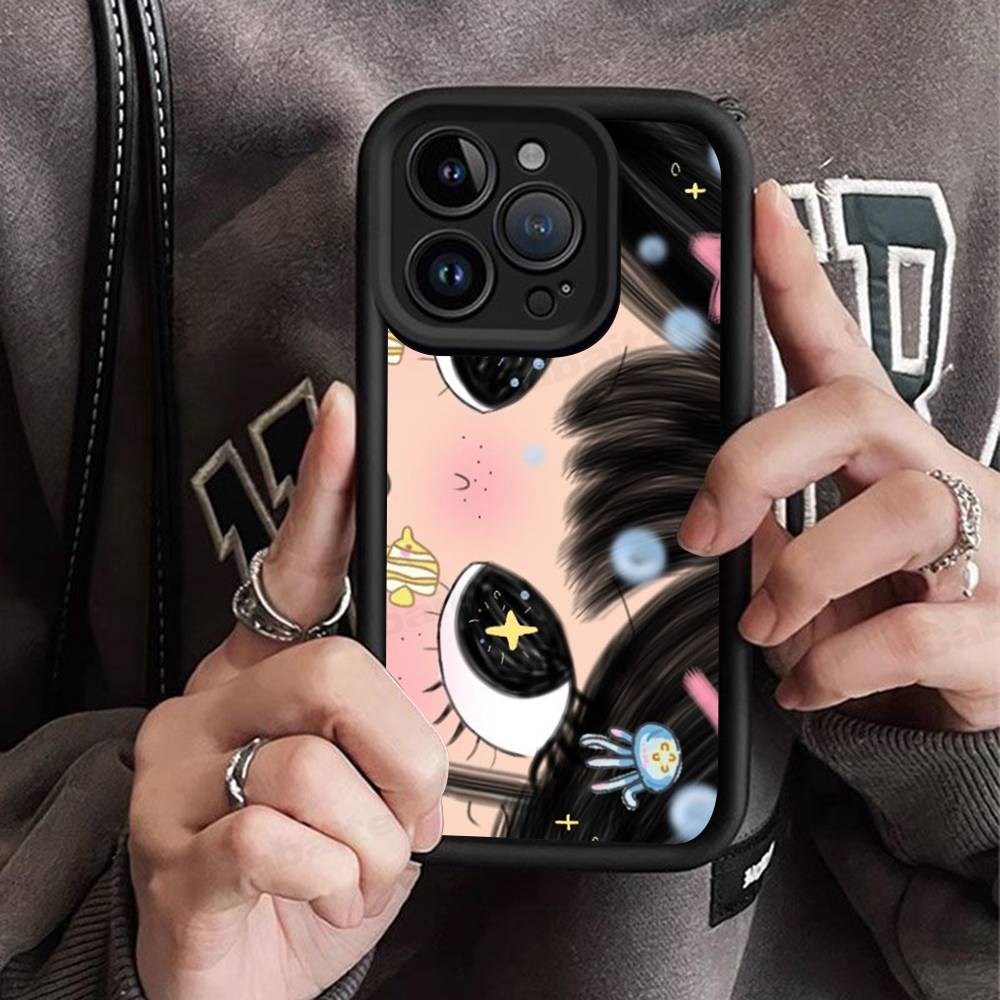 BIG EYES COMIC GIRL Phone Case For IPhone 17 16 15 14 13 12 11 Air Plus Pro Max Soft Back Cover
