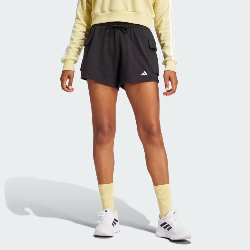 (WMNS) adidas Essentials Kleines Logo French Terry Cargoshorts Asiatische Größe 'Schwarz' Damen JD9944
