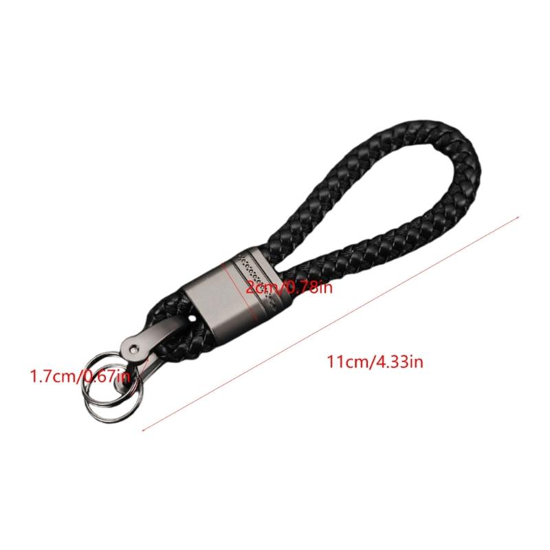 Strong Woven Cord Keychain Leather & Aluminum Auto Accessory Secure Clasp Keychain Car Key Organizers Suitable for Car