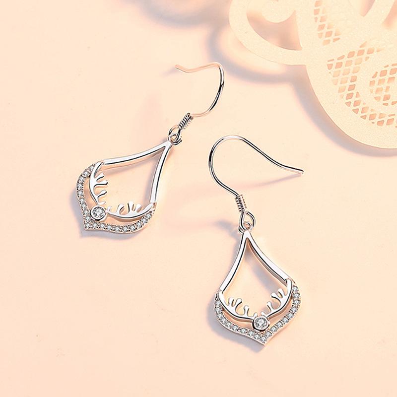 

Серьги из стерлингового серебра 925 пробы в виде оленьих рогов для женщин - Трендовый и элегантный длинный рождественский ювелирный подарок. 925 Sterling Silver