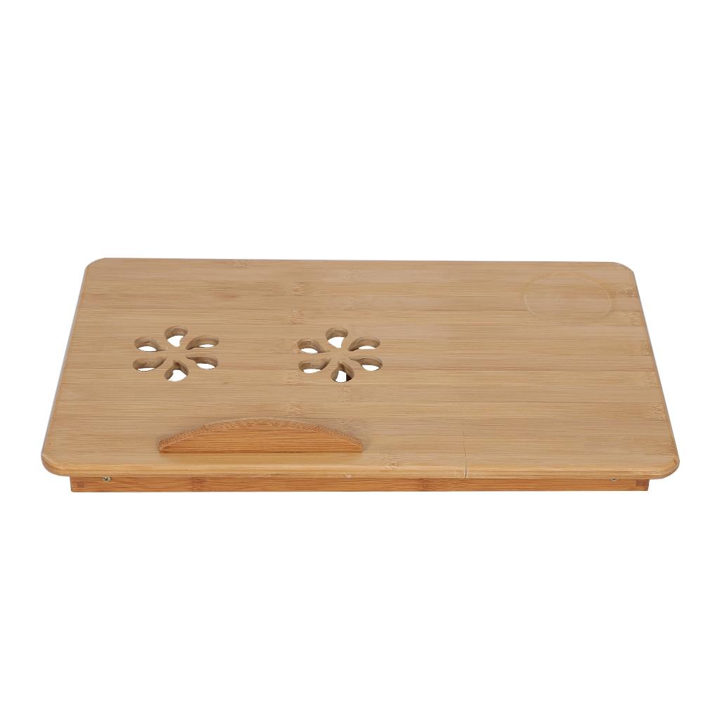 1Pc Adjustable Bamboo Rack Shelf Dormitory Bed Lap Desk Two Flowers Book Reading Tray Stand