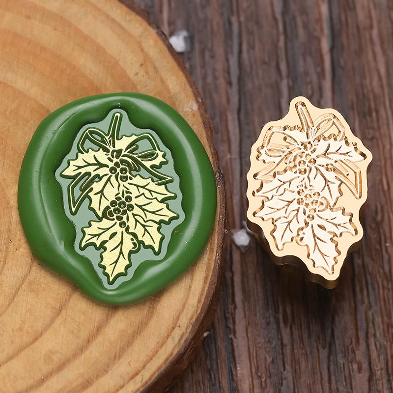 Stamp Christmas Series Relief Lacquer Seal Header Snowflake Deer Brass Carving Hand Diy Copper Head