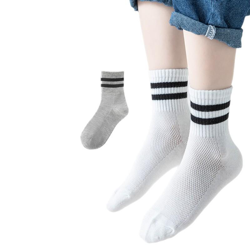 Pure Cotton Mesh Children's Socks - Summer Style for Boys & Girls, Solid Color, Perfect for Spring & Autumn Sports
