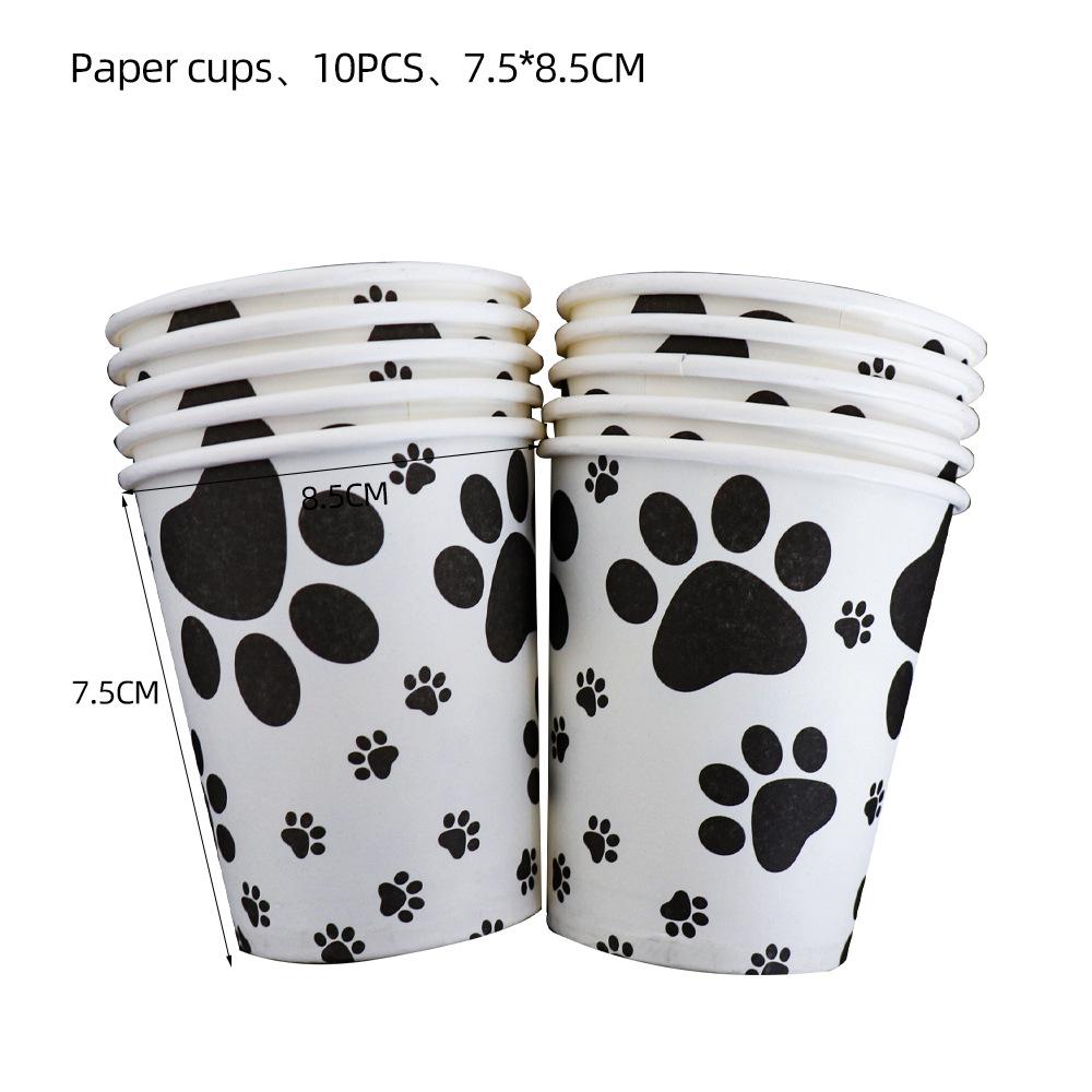 Foreign Trade Black Dog Paw Party Supplies Birthday Disposable Knives, Forks And Spoons Tableware Paper Towels Paper Cups Dinner Plate Pennant