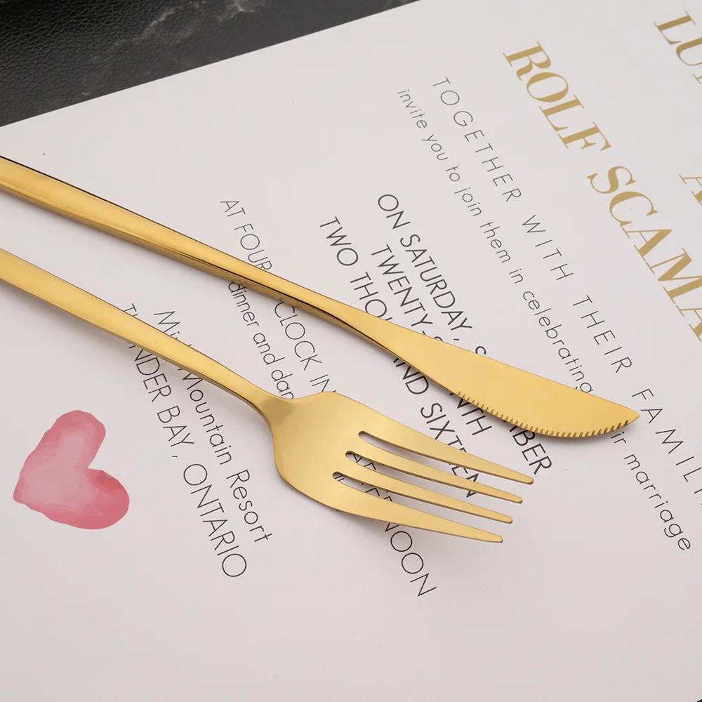 Gold Cutlery Set Dinnenrware Set Stainless Steel Flatware Dinner Knife Fork Spoon Tableware For Home Service for 1/4/6