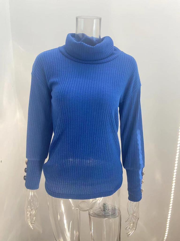 Felpa con cappuccio in maglia tinta unita a collo alto da donna Autunno/Inverno 2024